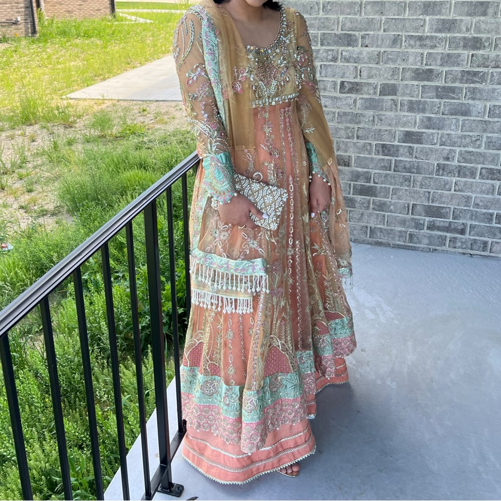 Pakistani Wedding Dress - peach